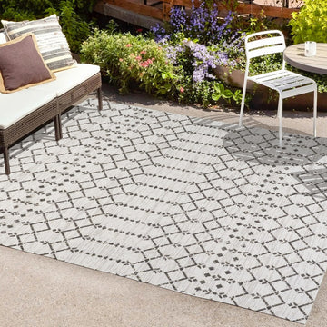 Ourika Moroccan Geometric Textured Weave Indoor/outdoor Area Rug